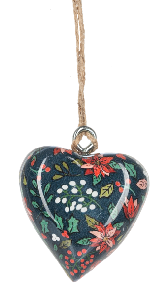 Mini Botanical Heart Ornament - Dark Green