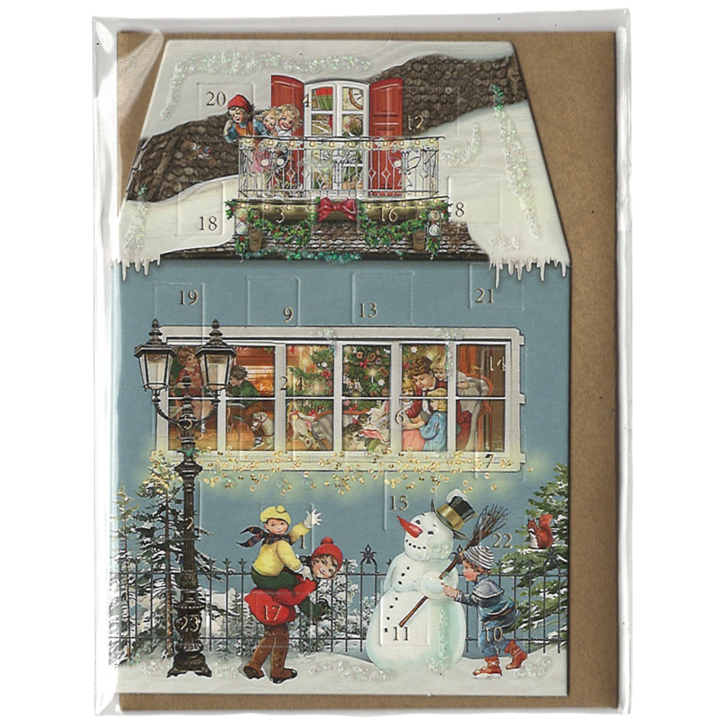 Miniature Advent Card - Winter Night on Lantern Lane