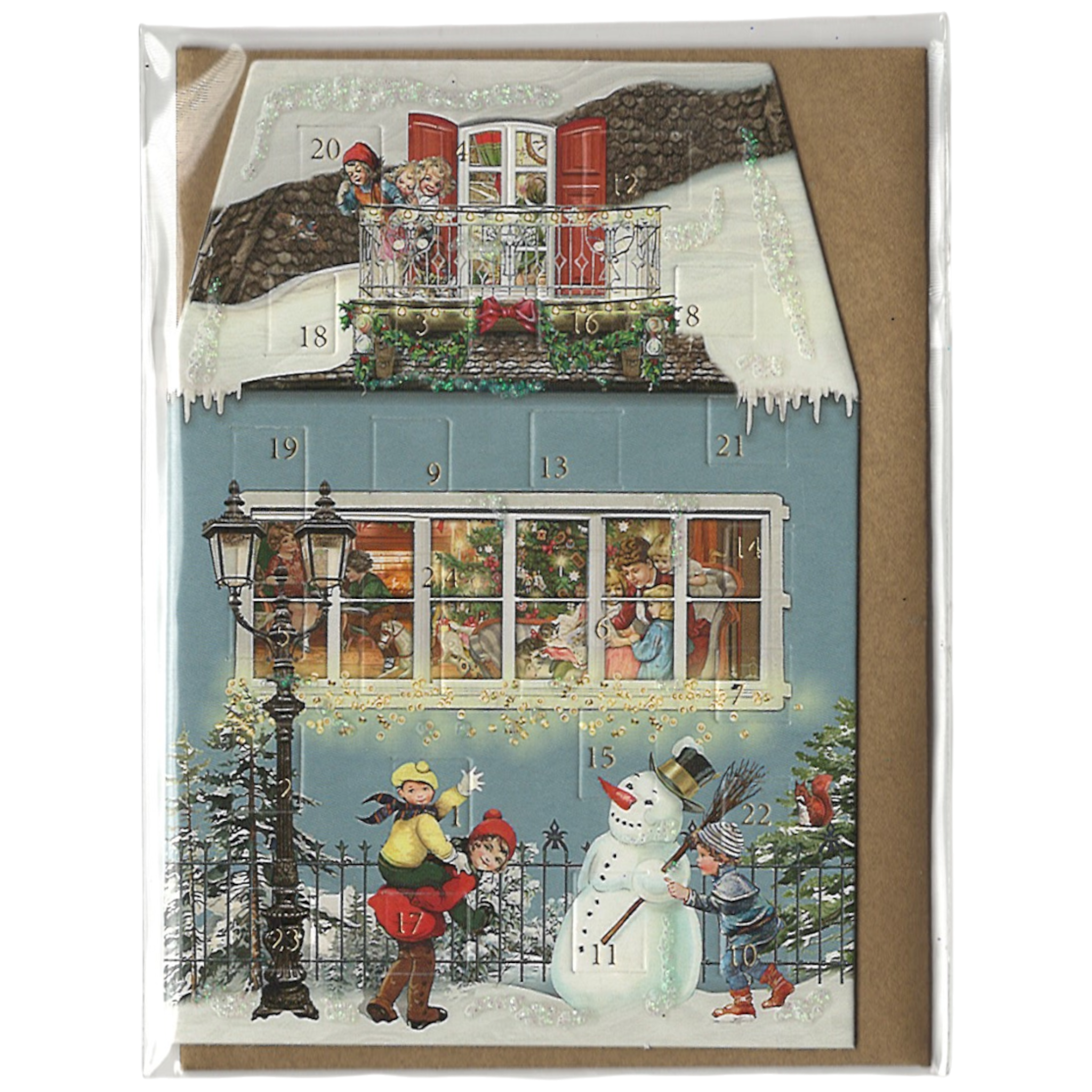 Miniature Advent Card - Winter Night on Lantern Lane