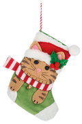 Mini Pet Stockings Gift Card Holder / Ornament - Cat Red Scarf