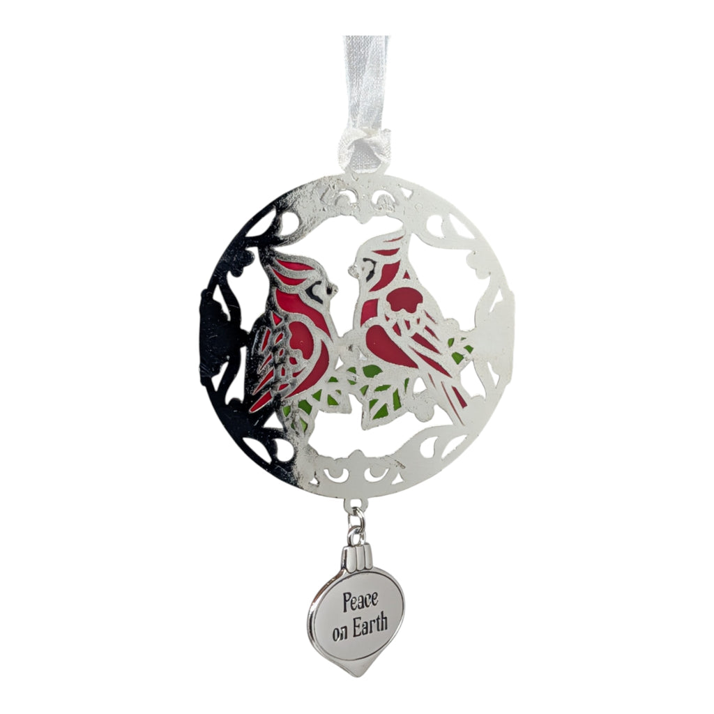 Pair of Peace Cardinals - Colors of Christmas Ornament