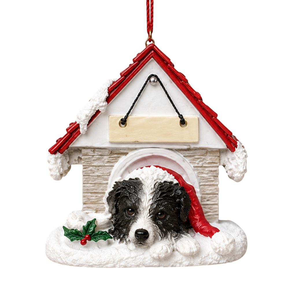 Ceramic Doghouse Ornament - Border Collie