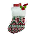 Mini Knit Stocking - Red and Green on White