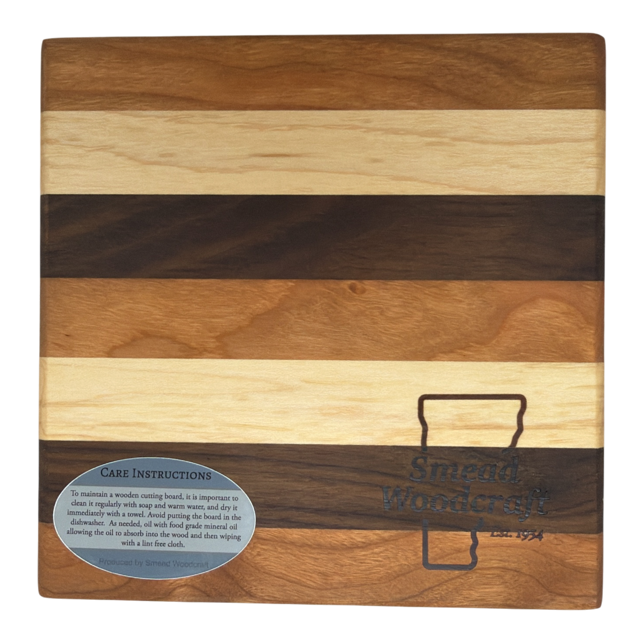 Vermont Artisan  Tri Color Routed Square Cutting Board