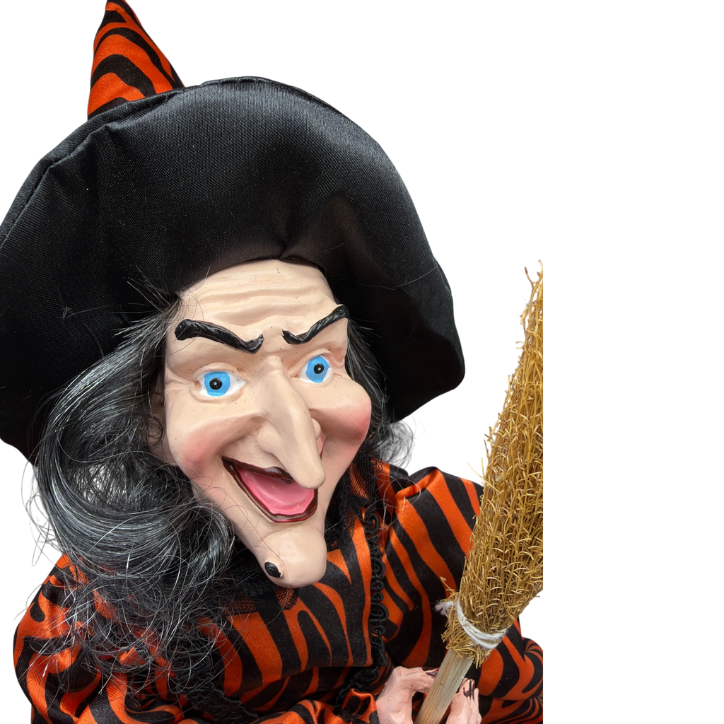 Black and Orange Fabric Sitting Halloween Witch