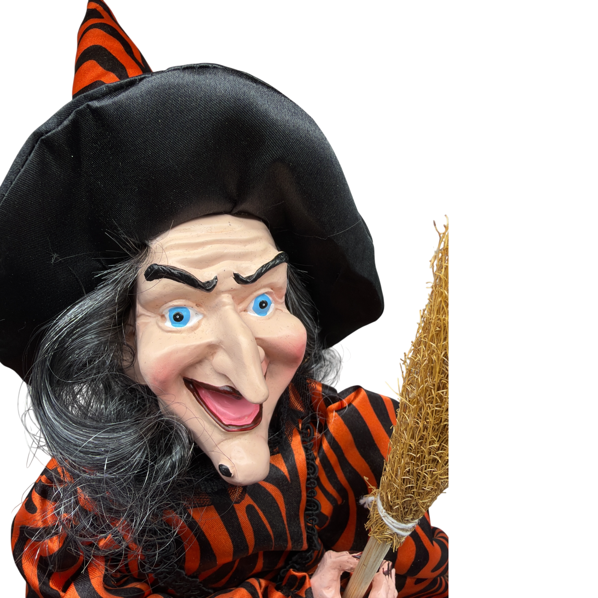Black and Orange Fabric Sitting Halloween Witch