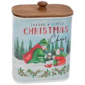 Snowman Canister with Wooden Lid -
