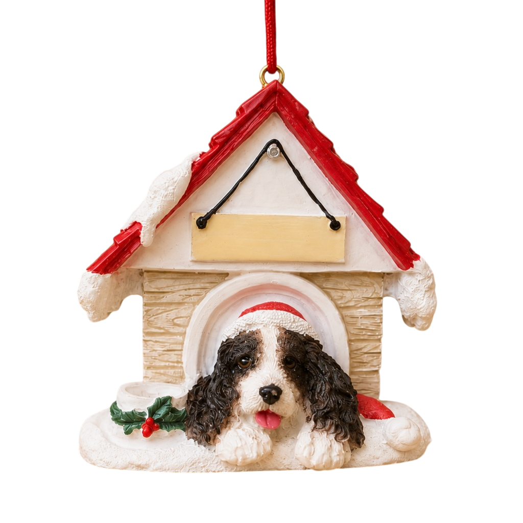Ceramic Doghouse Ornament - Springer Spaniel