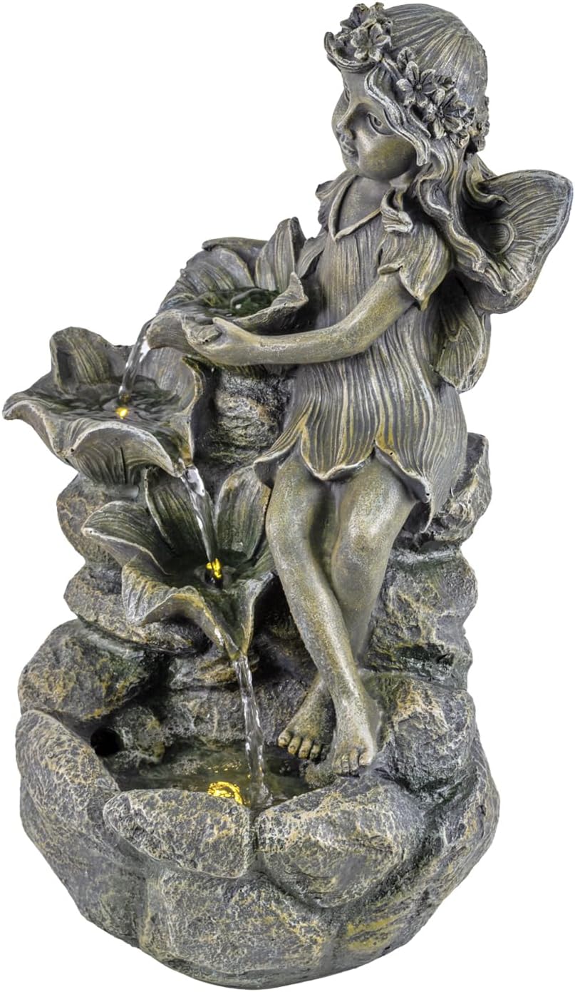 Blossom Fairy Lighted Garden Fountain