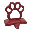 Cast Iron Paw Print Stocking Holder - Red