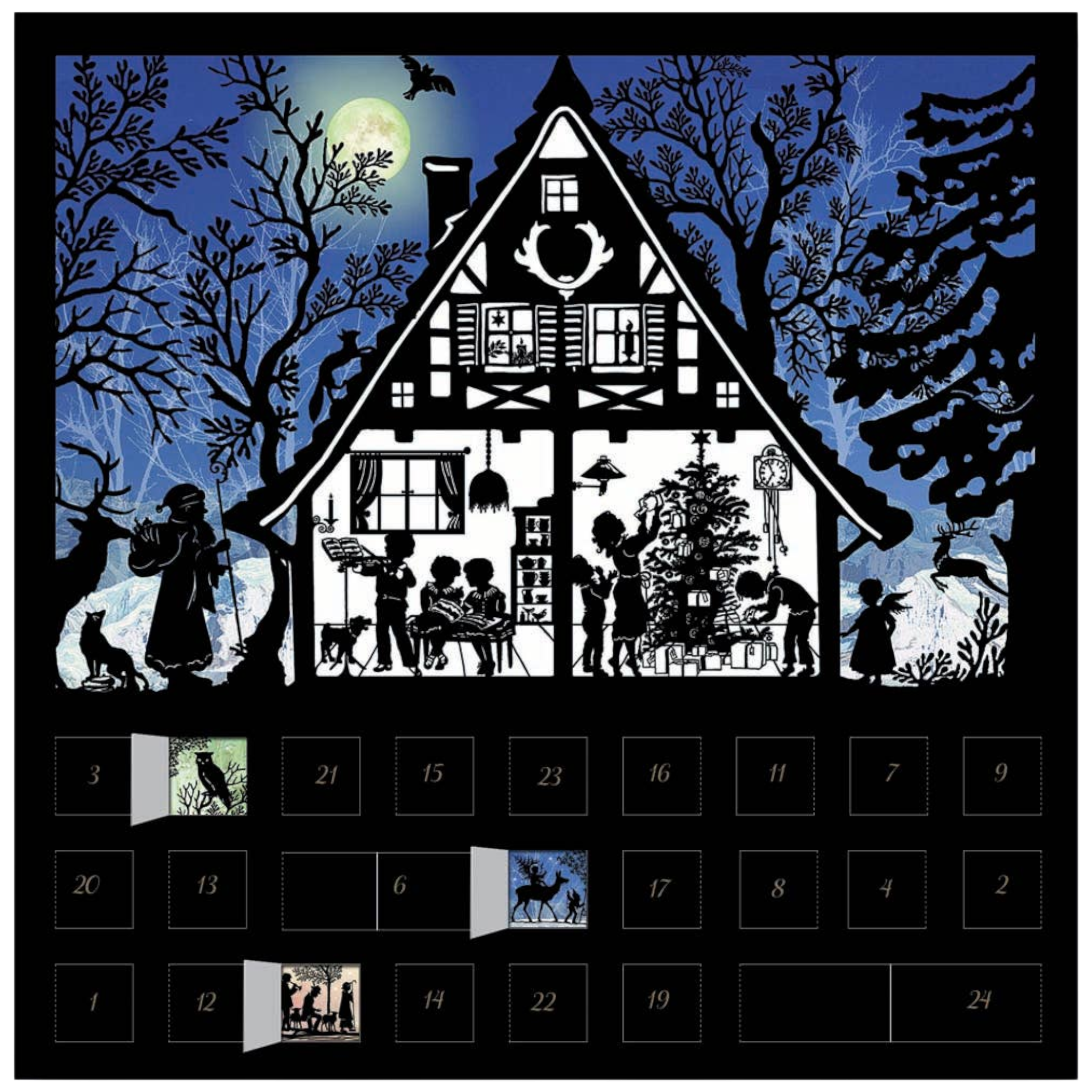 Warmth Within, Wonder Without: The Heart of Home at Christmas Silhouette Advent Card