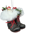 Filled Boots With Joy Ornament  - Black