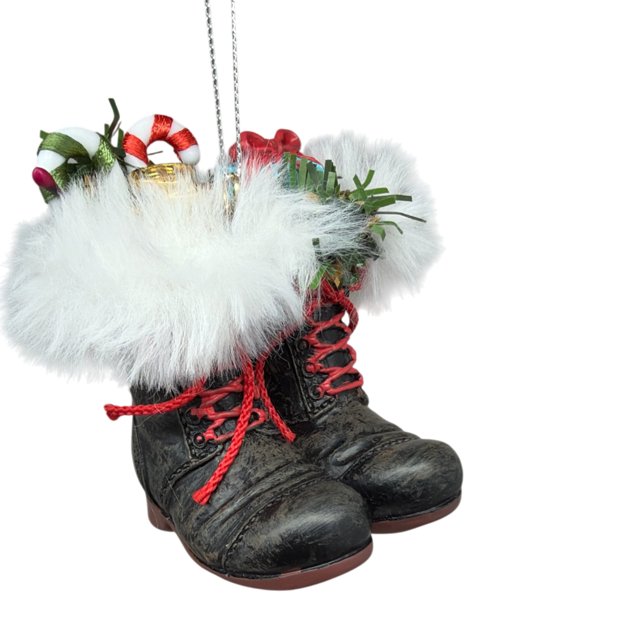 Filled Boots With Joy Ornament  - Black
