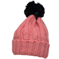 Knit Hat With Three Interchangeable Poms - Rose Pink