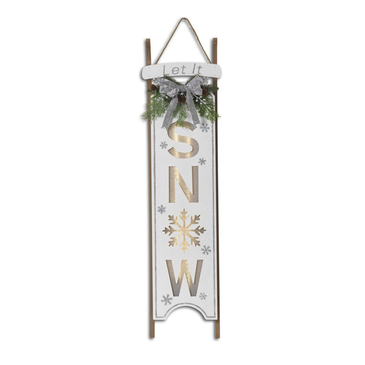 Let it Snow - Lighted Sleigh Wall Decor - 45" Tall