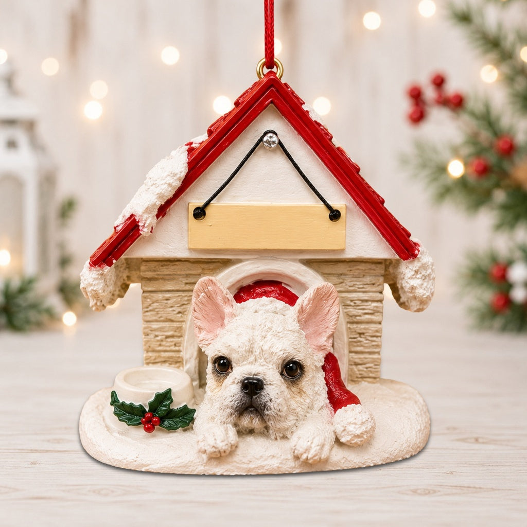 Ceramic Doghouse Ornament - French Bulldog
