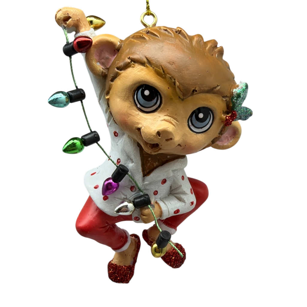 Festive Jungle Monkey Pajama Ornament