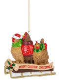 Merry Cluckin' Christmas Chicken Ornament