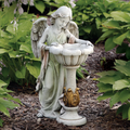 Solar Standing Angel Birdbath Garden Statue - 2 Feet Tall