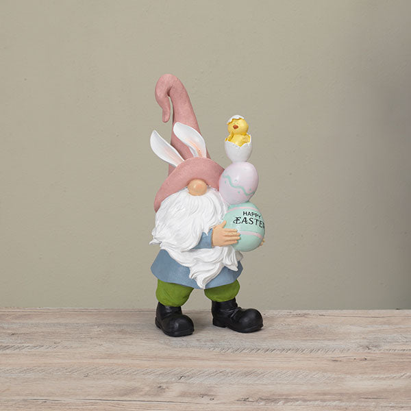 Easter Gnome Holding a Stack of Eggs