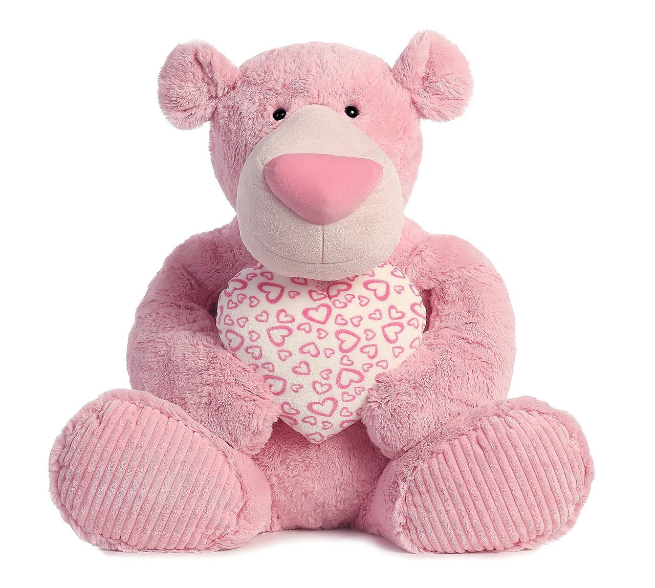 Strawberry Latte Teddy Bear With Stuffed Heart - Jumbo