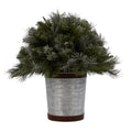 Pre-lit Flocked White Christmas Potted Bush
