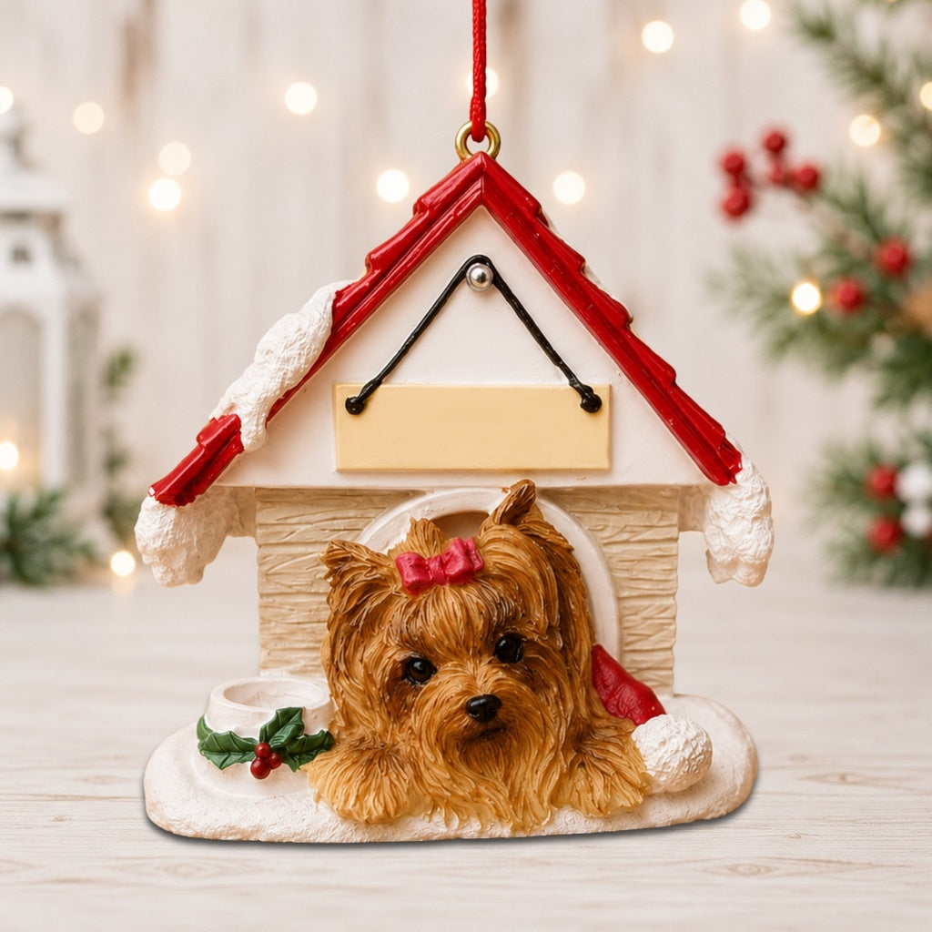 Ceramic Doghouse Ornament - Yorkie