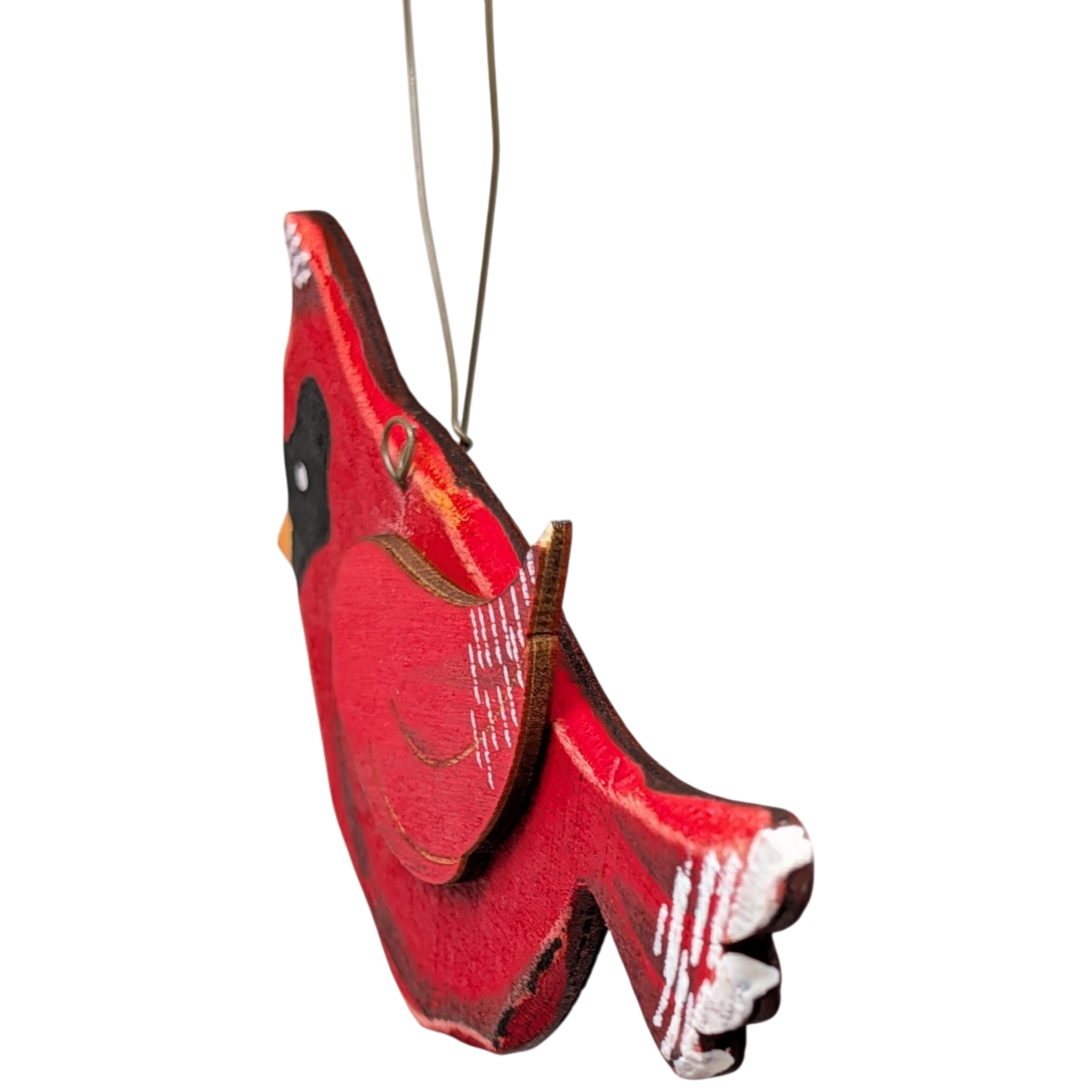 Ruby's Cardinal Grace: Hand-Painted Plywood Ornament