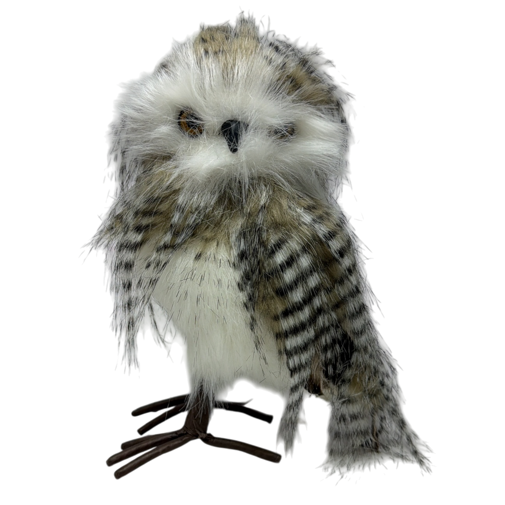 Faux Fur Owl Figurine Feathers Down