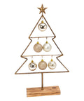 Goldtone Ornament-Accent Metal & Wood Tabletop Tree