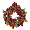 24" Battery-Operated Pre-Lit Red Poinsettia Wreath
