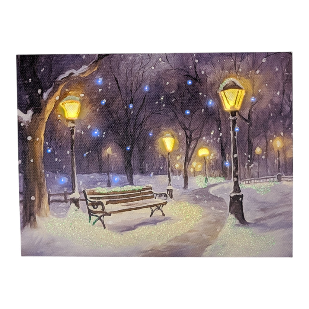 Lighted Easel Artwork - Park Bench Wonderland