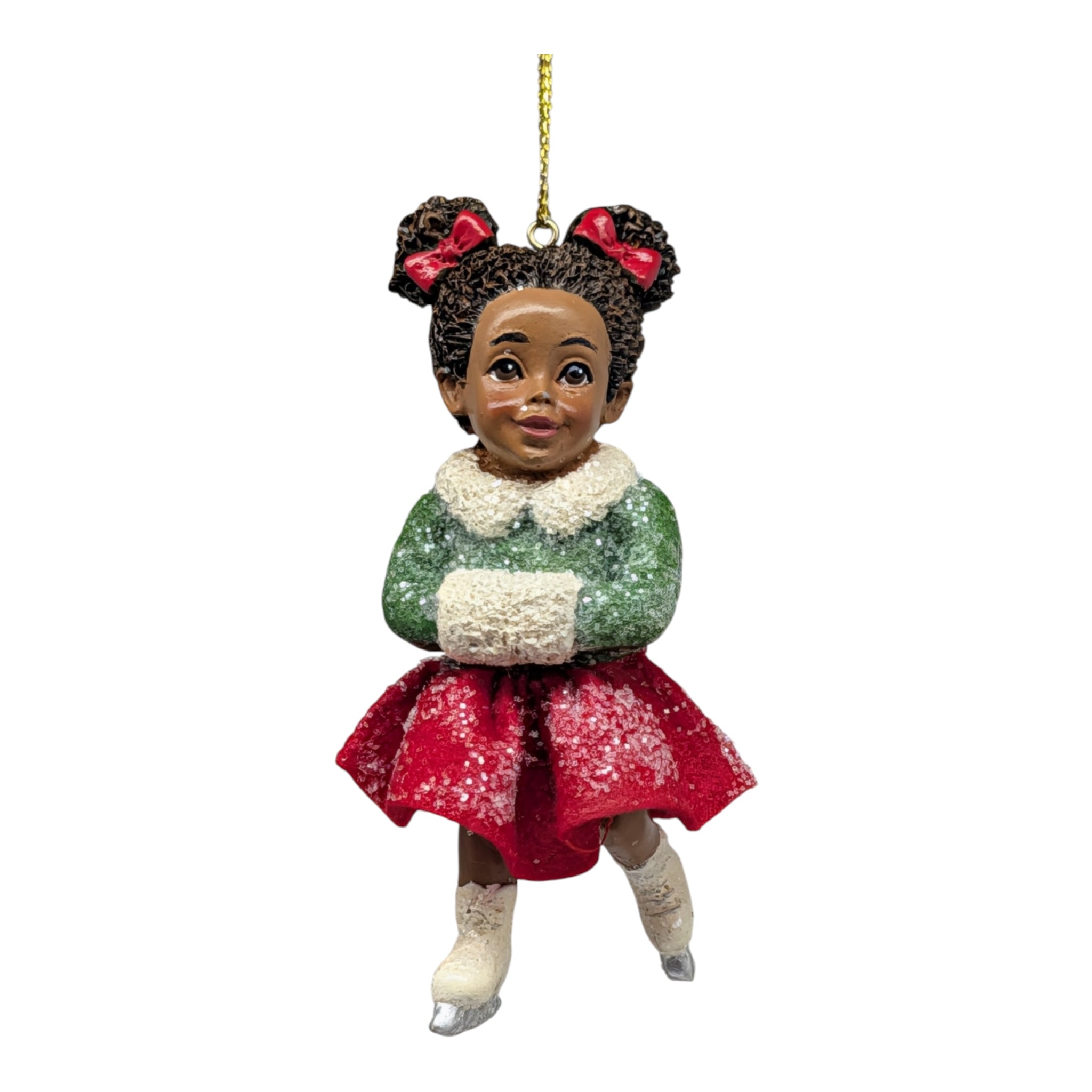 African American Skating Girl in Red Skirt - Strolling Pose