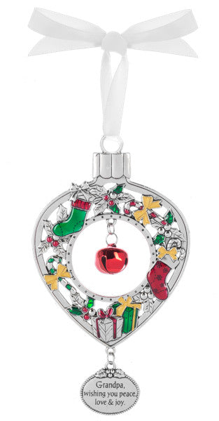 Jingle Bell Ornament - Grandpa , Wishing you peace, love, & joy