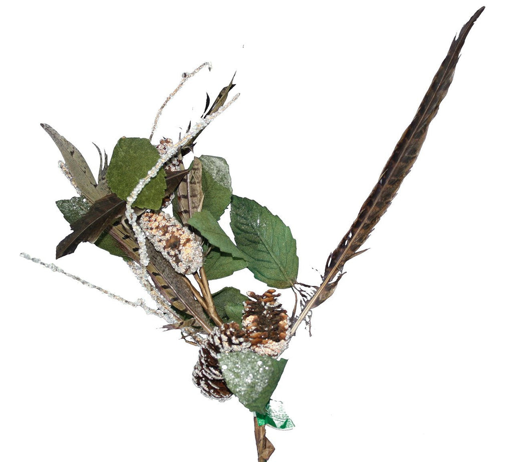 Kurt Adler Pinecone And Feather Spray