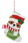 Mini Pet Stockings Gift Card Holder / Ornament - Dog Red Scarf