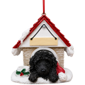 Ceramic Doghouse Ornament - Labradoodle - Dark