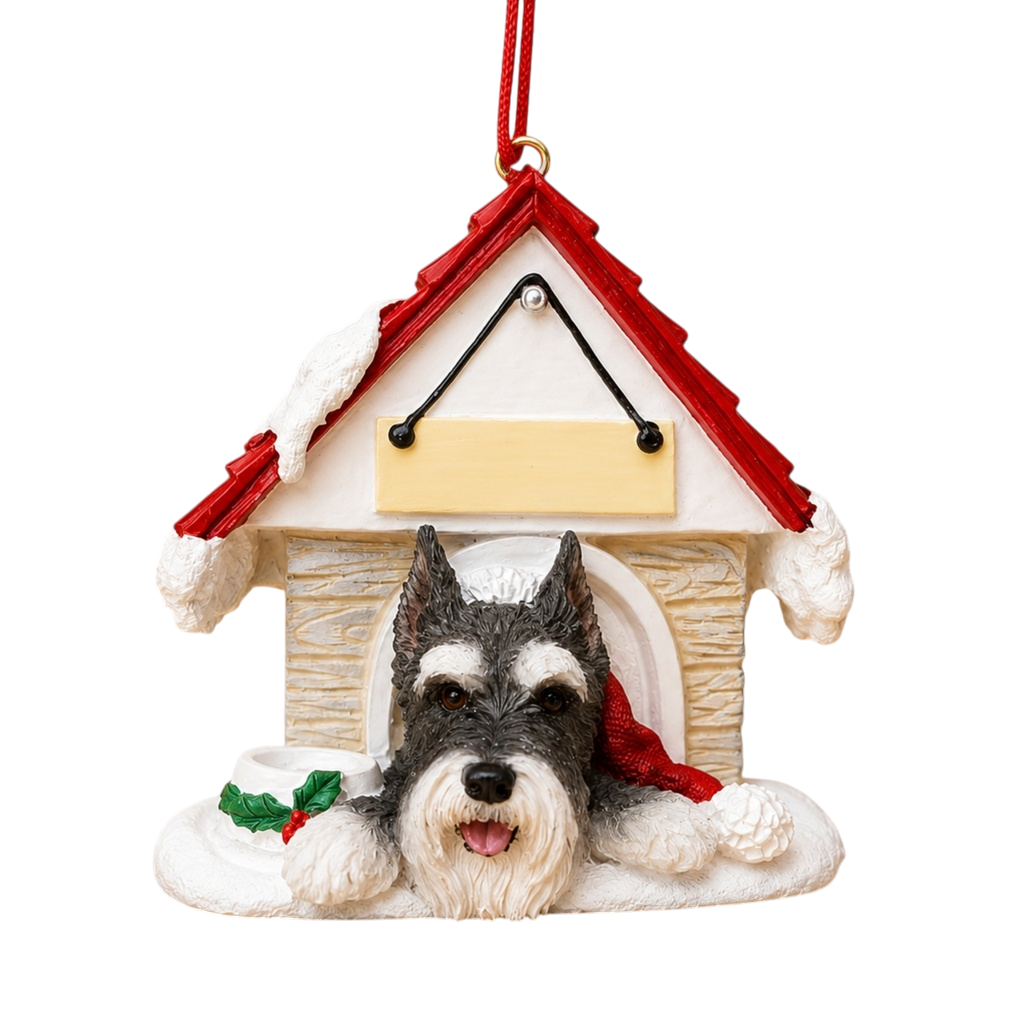 Ceramic Doghouse Ornament - Schnauzer