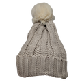 Knit Hat With Three Interchangeable Poms - Oatmeal