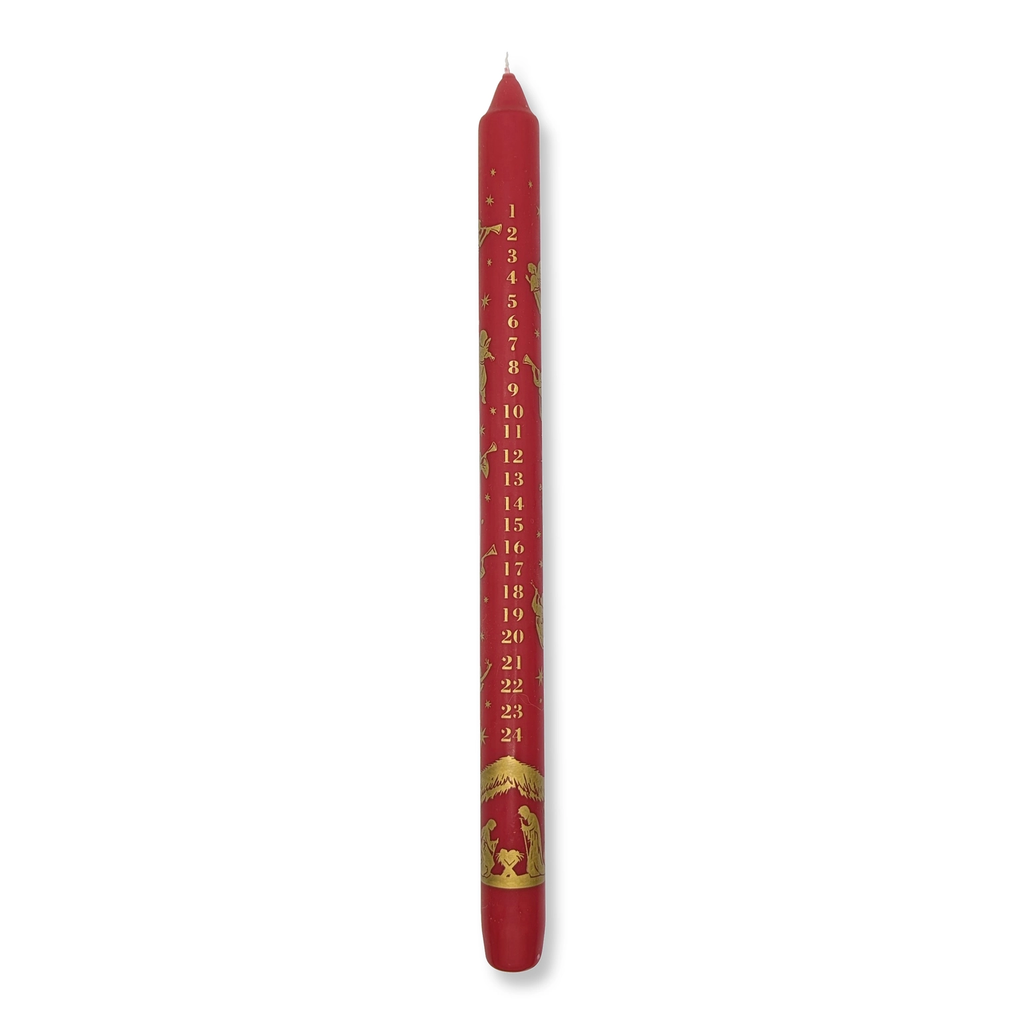 Barbara Behr Nativity Red and Gold Dinner Candle