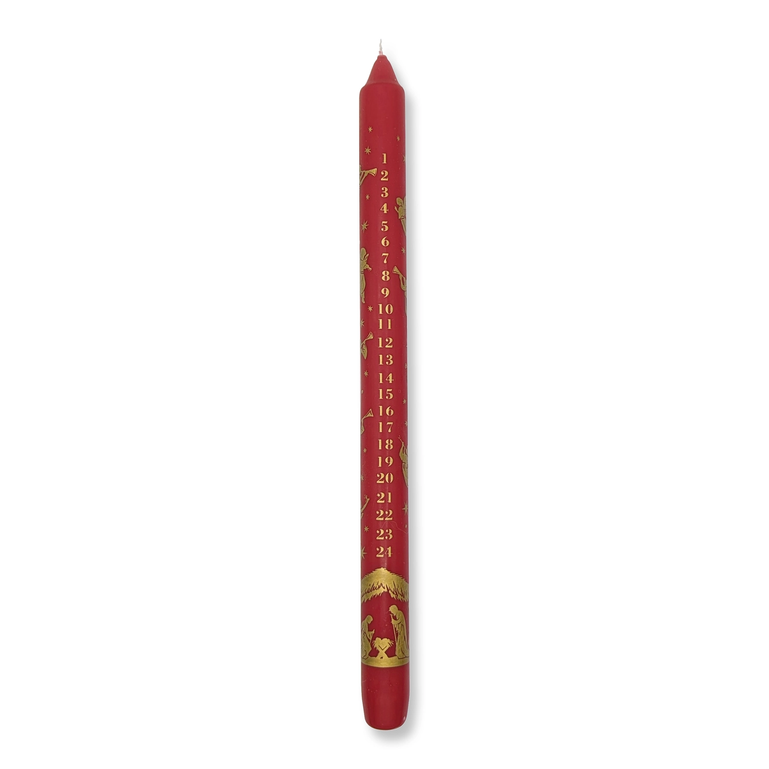 Barbara Behr Nativity Red and Gold Dinner Candle