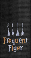 Frequent Flyer Witch Broom Halloween Embroidered Cotton Waffle Weave Towel