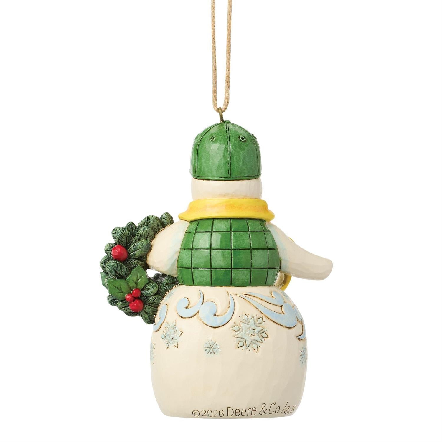 Snowman in John Deere Hat Ornament