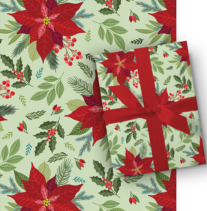Poinsettia gift wrap