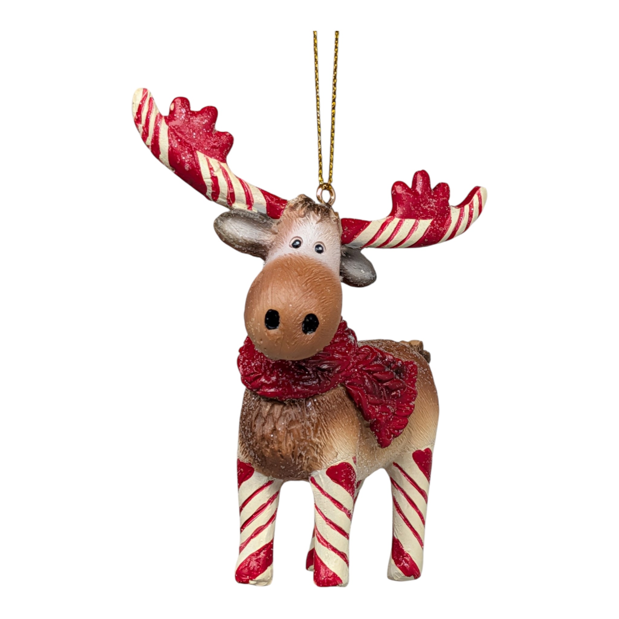 Candy Cane Standing Moose Ornament