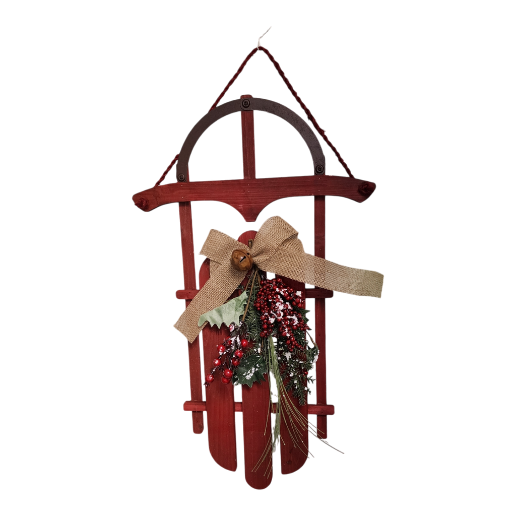Wood Holiday Sleigh - 27 Inch - Red