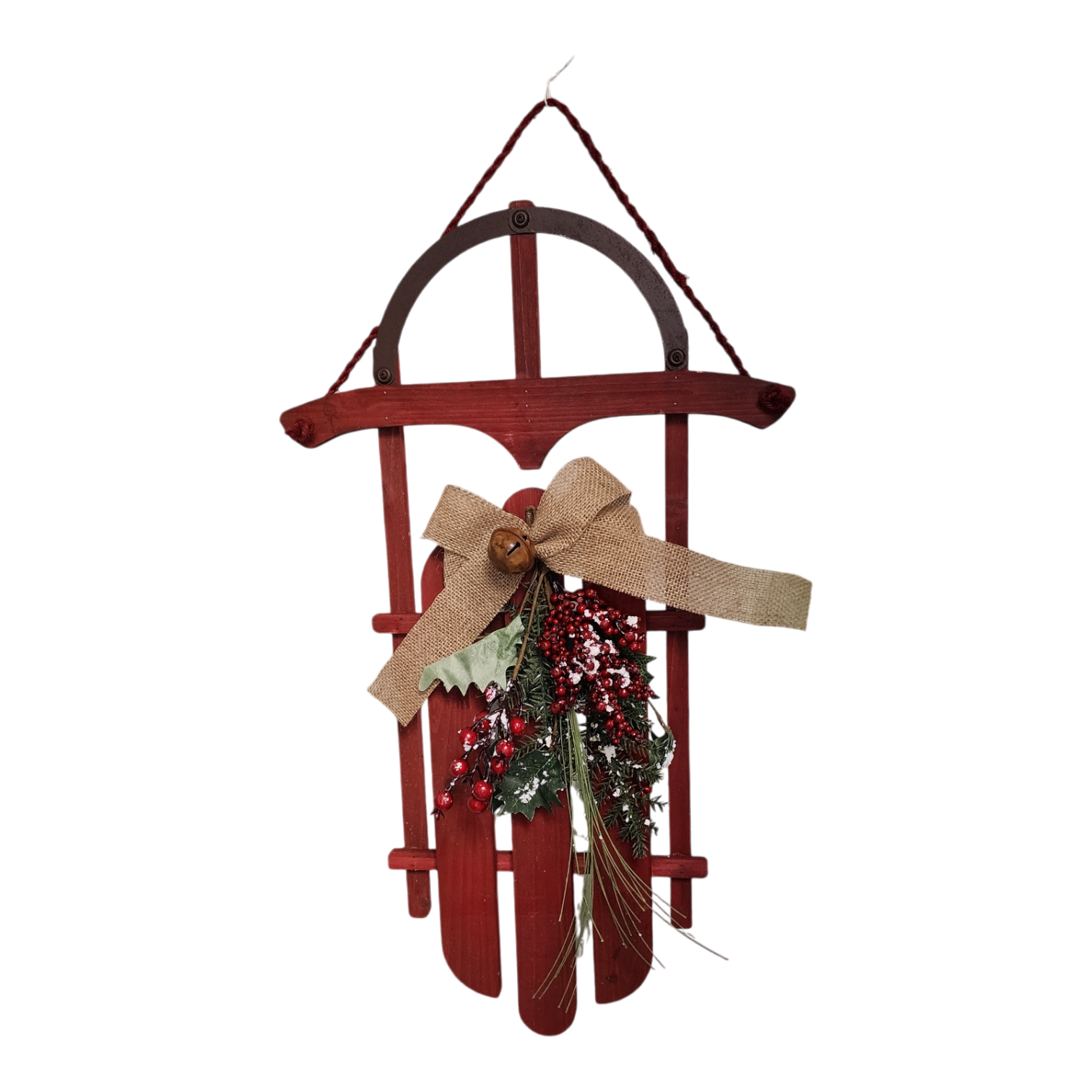 Wood Holiday Sleigh - 27 Inch - Red