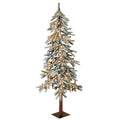 Lighted Flocked Alpine Christmas Pine Tree - 5 Foot