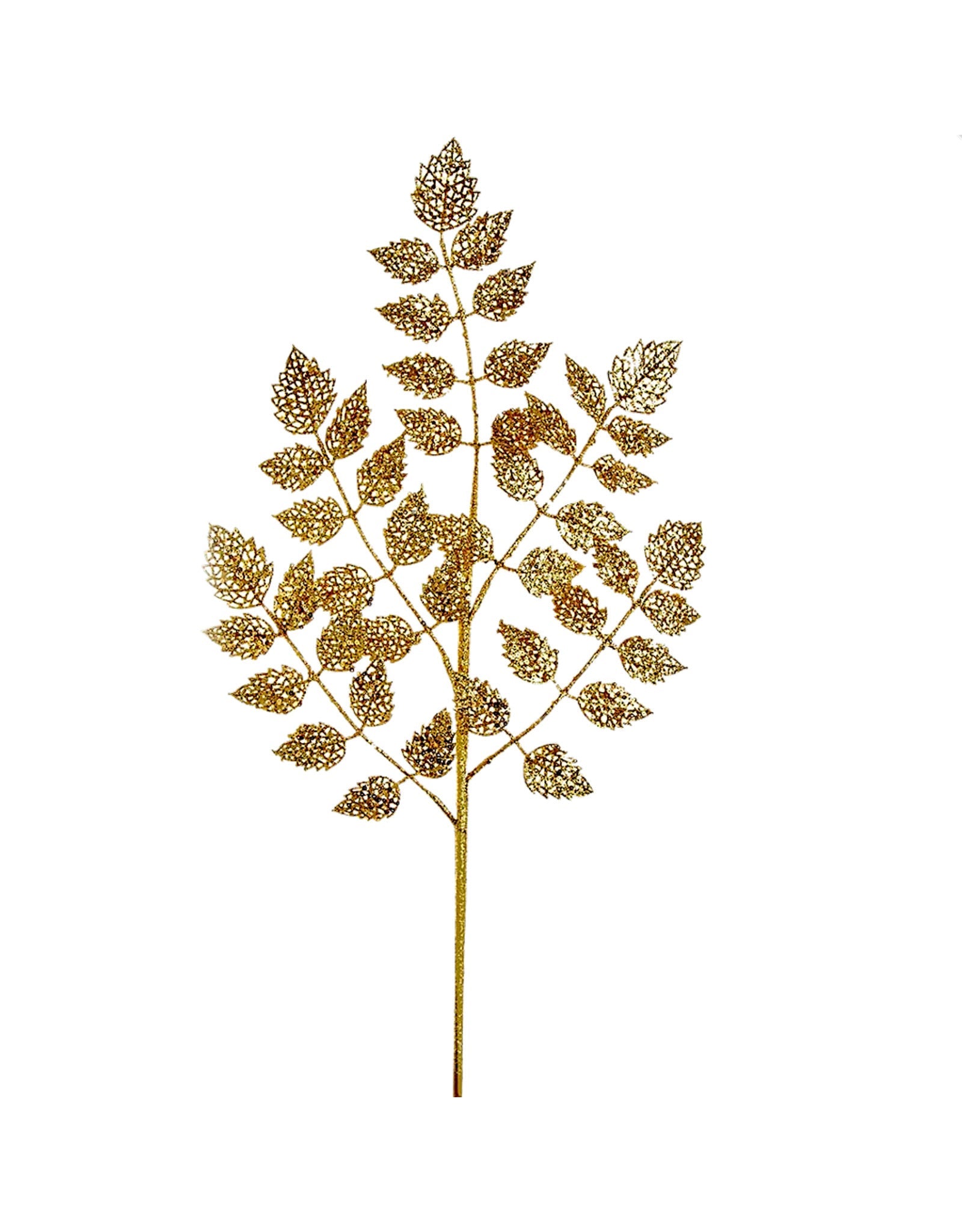 Gold Glittered Leaf Spray