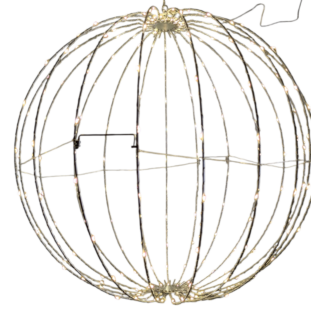 24 Inch Electric Foldable Metal Sphere With 220 Warm White Micro Led Lights